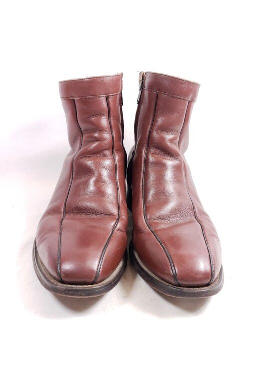 Vintage Mens Size 8.5 D/B Brown Leather Ankle Boots With Side Zippers main image 7